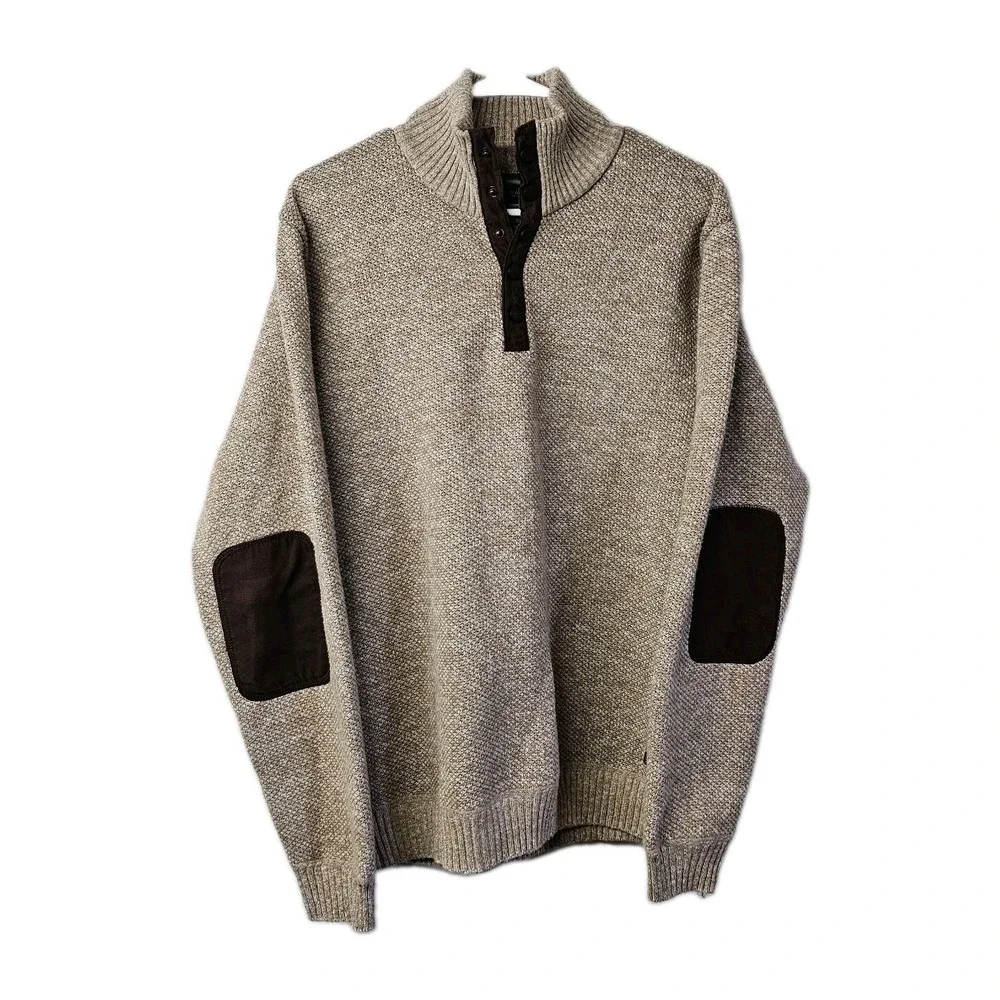 Buffalo David Bitton 1/4 Snap High Neck Fleece-Lined Sweater Mens Large READ